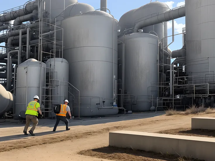 A coworker saving another coworker from a fall in a chemical plant