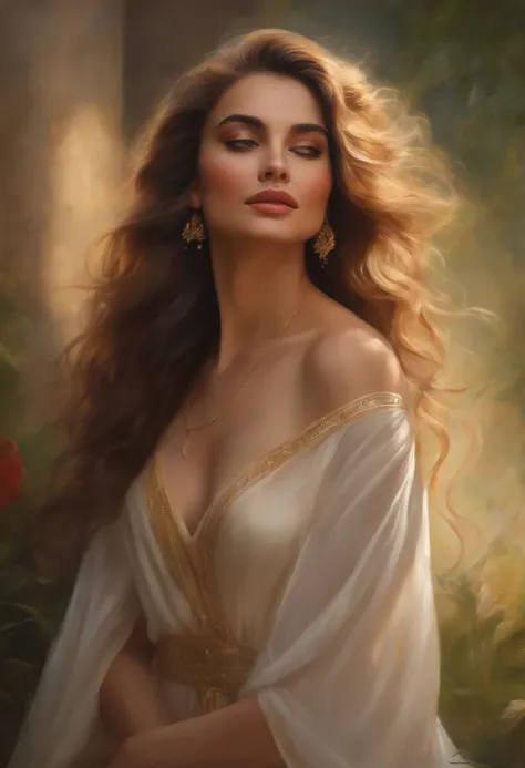 (best quality,4k,8k,highres,masterpiece:1.2),ultra-detailed,realistic,portrait,close-up,expressive,soft lighting [oil painting],vibrant colors,delicate brush strokes,pensive mood,subtle background,sublime beauty,detailed facial features,flowing hair,gorgeo...