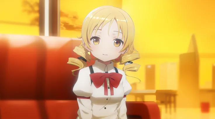 Mami Tomoe,Colossal tits,Yellow head hair,Eyes are yellow,student clothes,Live action,a picture,4K