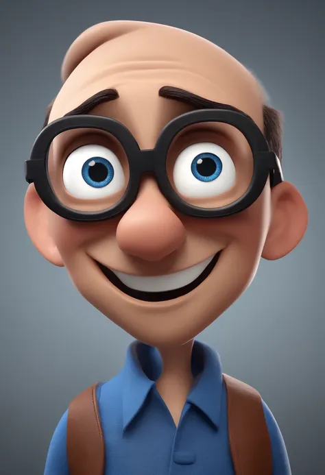 Cartoon character of a man with black glasses and a blue shirt, animation character, Caractere estilizado, animation style rendering, 3D estilizado, Arnold Maya render, 3 d render stylized, toon render keyshot, Personagem 3D, Personagem 3D, 3d rendering st...