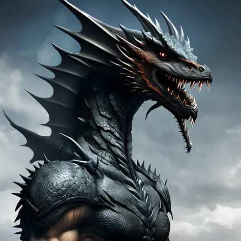 Half human half black dragon