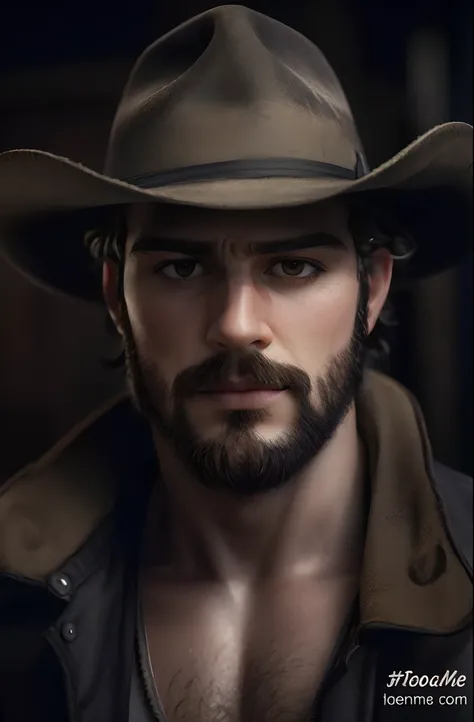 Arafed man with beard wearing a cowboy hat, Cowboy barbudo, No show Westworld, retrato do cowboy, Herry Cavill, cowboy retrato masculino, Retrato de um cowboy, Tiago Chadderton, Henrique Cavill, Henry Cavill como Wolverine, barba robusta, masculino e robus...