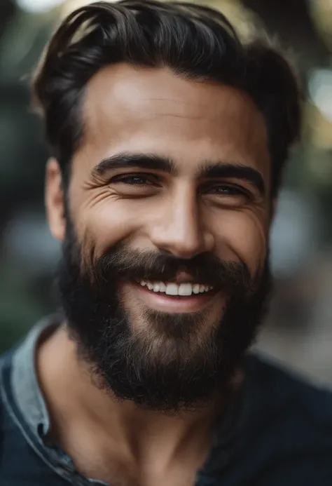 Homem gordo com barba  sorriso bonito