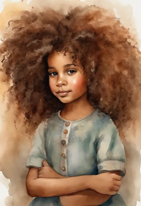 There is a 5-year-old, com cabelos cacheados sorrindo em um espelho, uma foto de Alexander Brook, pexels, arte de processo, Menina africana de pele clara, lindo bonito, cabelos cacheados, afro encaracolado, bonito bonito, curly middle part haircut, katelyn...