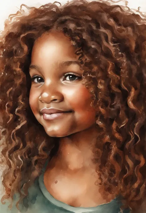 There is a 5-year-old, com cabelos cacheados sorrindo em um espelho, uma foto de Alexander Brook, pexels, arte de processo, Menina africana de pele clara, lindo bonito, cabelos cacheados, afro encaracolado, bonito bonito, curly middle part haircut, katelyn...