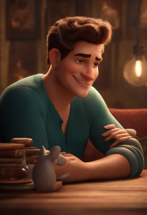 um homem branco careca estilo disney pixar, alta qualidade, melhor qualidade