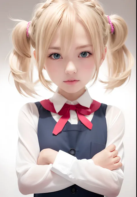 anime girl with blonde hair and green eyes wearing a school uniform, anime moe artstyle, anime visual of a cute girl, kawaii realistic portrait, shikamimi, an anime girl, cute anime face, cute anime girl, gapmoe yandere, cute anime girl portraits, portrait...