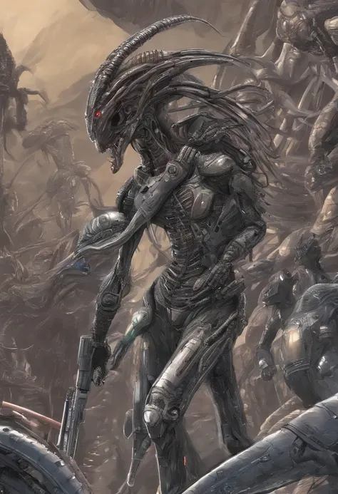 (Female Yautia:1.4), Female Predator, Biomask, Wristblades, Chakram, Shoulder Cannon, Battling Xenomorphs, Xenomorph Hive, Xenomorph Armor