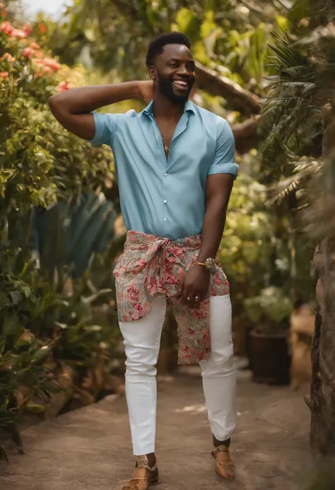 Homem sorridente na camisa azul com folhas rosa e brancas na camisa, Jorge Pemba, Godwin Akpan, Emmanuel Shiru, David Uzochukwu, Eduardo Buba, Roberto Kinoshita, Thomas Kinkaide, Alphonse Musha, alphonse muca, Areas of Adebanji, album photo, Barry Qindsor-...