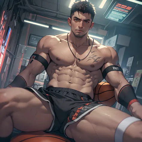 Libido boy，Tong，large pecs，Big bag，Wear white basketball socks，Half recumbent，CG sense，POV perspective，spread their legs，Dark atmosphere，8K,Cinematic lighting effects，Textured skin，best qualtiy，Storytelling images，Storytelling images，dynamic blur，actionpos...