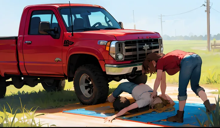 Country girls twerking on handstands in front of a pickup truck as Florida Georgia line sings