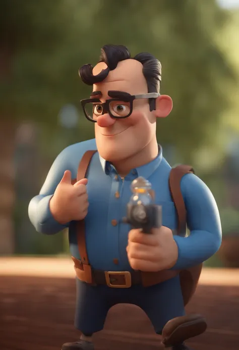 Cartoon character of a man wearing black glasses and a blue shirt, um personagem animado, Caractere estilizado, animation style rendering, 3D estilizado, Arnold Maya render, 3 d render stylized, toon render keyshot, Personagem 3D, Personagem 3D, 3d renderi...