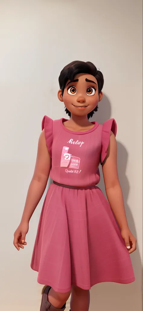 Brown colored child with black hair disney pixar style, alta qualidade, melhor qualidade