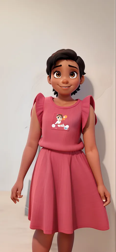 Brown colored child with black hair disney pixar style, alta qualidade, melhor qualidade