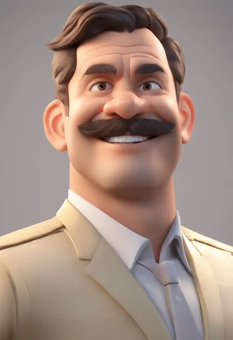 Smiling Man Illustration, homem de 40 anos esportista, jogador de futevolei, fundo de cor branco puro, estilo disney, estilo pixar render ilustracao Super Detalhe, 8k