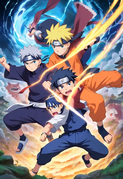 Naruto fighting along Sasuke