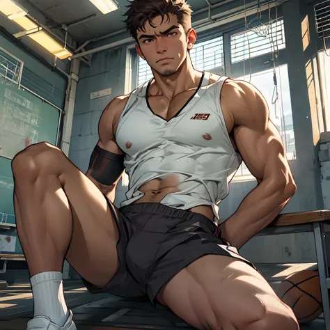 Libido boy，Tong，large pecs，Big bag，Half recumbent，CG sense，POV perspective，spread their legs，Dark atmosphere，8K,Cinematic lighting effects，Textured skin，best qualtiy，Storytelling images，Storytelling images，dynamic blur，actionpose，Elevation viewing angle,Ph...