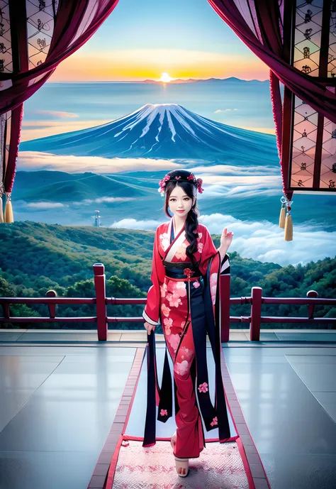 Mt. Fuji First Sunrise Kimono Japan Beauty in Return