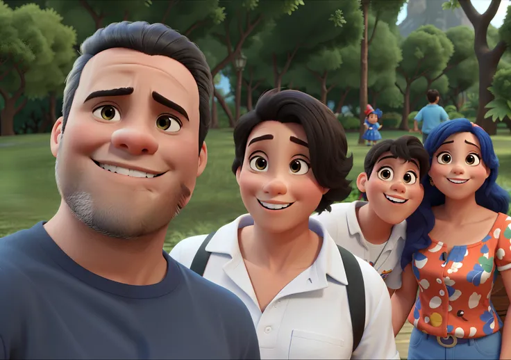 Familia no estilo Disney Pixar, alta qualidade, melhor qualidade