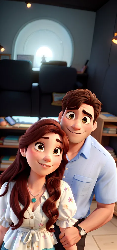 romantic couple, igual aos filmes Disney Pixar com fundo de fogos