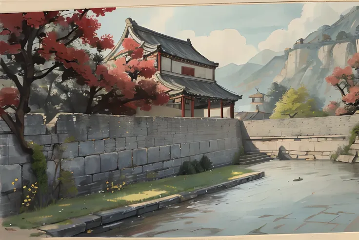 China-style，During the Republic of China，scenecy，Sense of the times，castle wall，Childhood，Seongnam old affairs，willowy，looking at the distance，A breath of life，recall，ink wash style