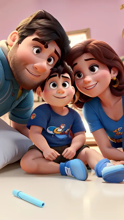 Mulher, homem e bebe estilo Disney pixar ,alta qualidade, melhor qualidade