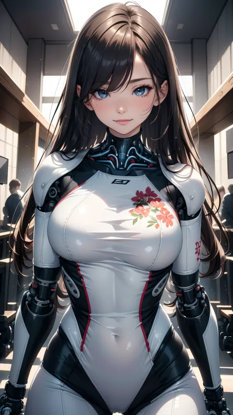 ((1girl:1.5),(embroidered white cybernetic body:1.5),large breast),(Highest image quality, outstanding details, ultra-high resolution, (realism: 1.4), the best illustration, favor details, highly condensed 1girl,(Sense of presence:1.5),(Dynamic:1.5),(bold:...