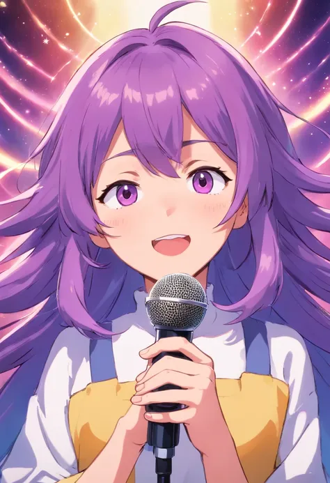 Megurine Luca、Purple hair、Hold the microphone and sing