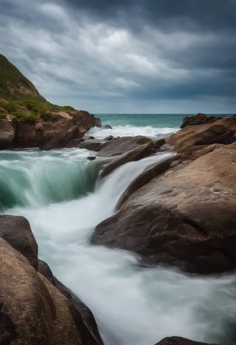 A day with beautiful skies, White Coast, waterfallr, and small waves