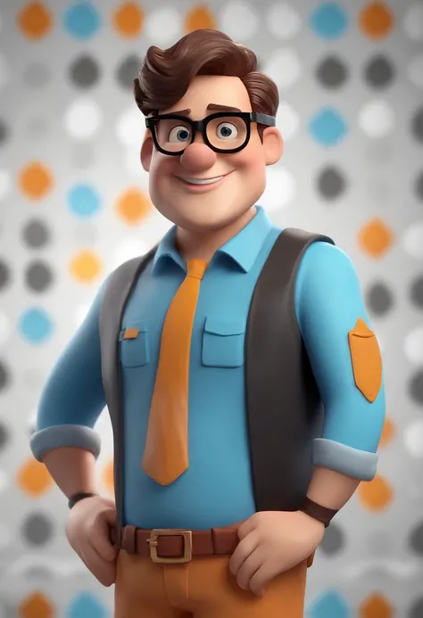 Cartoon character of a man with black glasses and a blue shirt, animation character, Caractere estilizado, animation style rendering, 3D estilizado, Arnold Maya render, 3 d render stylized, toon render keyshot, Personagem 3D, Personagem 3D, 3d rendering st...