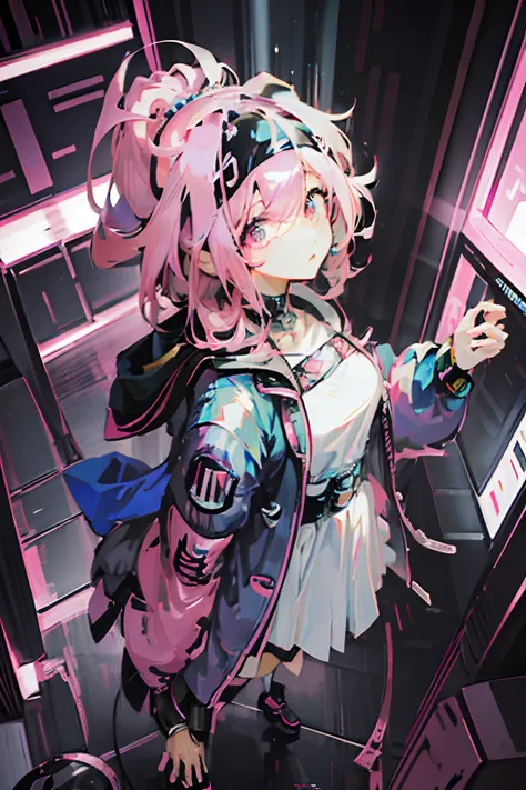 anime character with pink hair and a black and white outfit, best anime 4k konachan wallpaper, anime style 4 k, cyberpunk anime girl, 4k anime wallpaper, anime wallpaper 4k, anime wallpaper 4 k, anime art wallpaper 8 k, digital cyberpunk anime art, cute an...