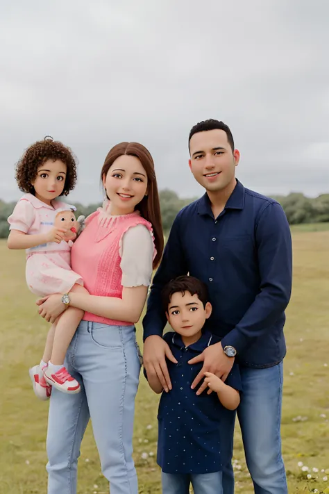 Arafed family posing for a photograph in a field, imagem de perfil, family photographyography, imagem do avatar, imagem retrato, of a family standing in a park, family portrait, fotografia retrato, Foto realista, arte mista, Directed by: Nandor Soldier, Ma...