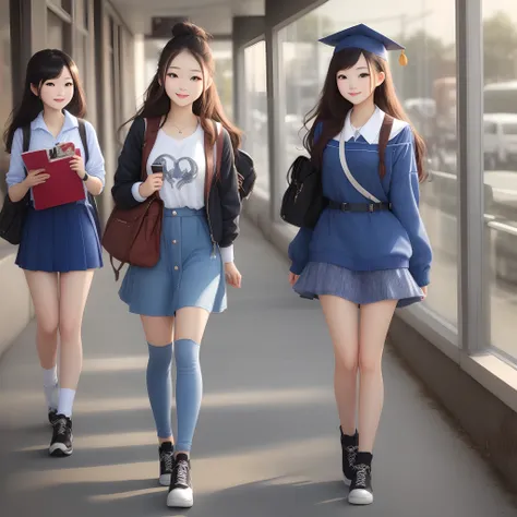 blue, student, cute, beautiful, fashionable