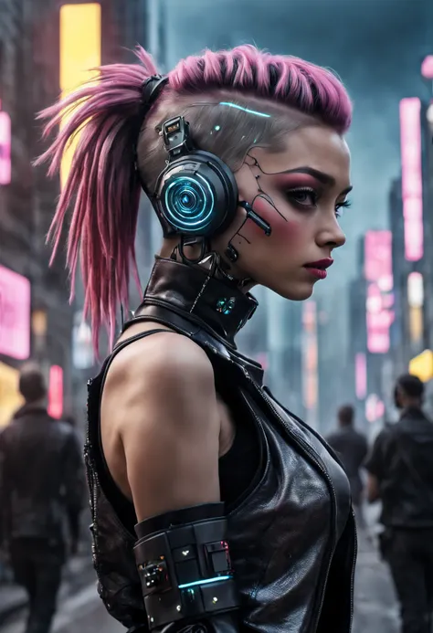 (top-quality,8k,32k,​masterpiece,uhd:1.3),ultra high res,(photorealsitic:1.4),raw photo, cyber punk girl,  detailed cute face,cy...