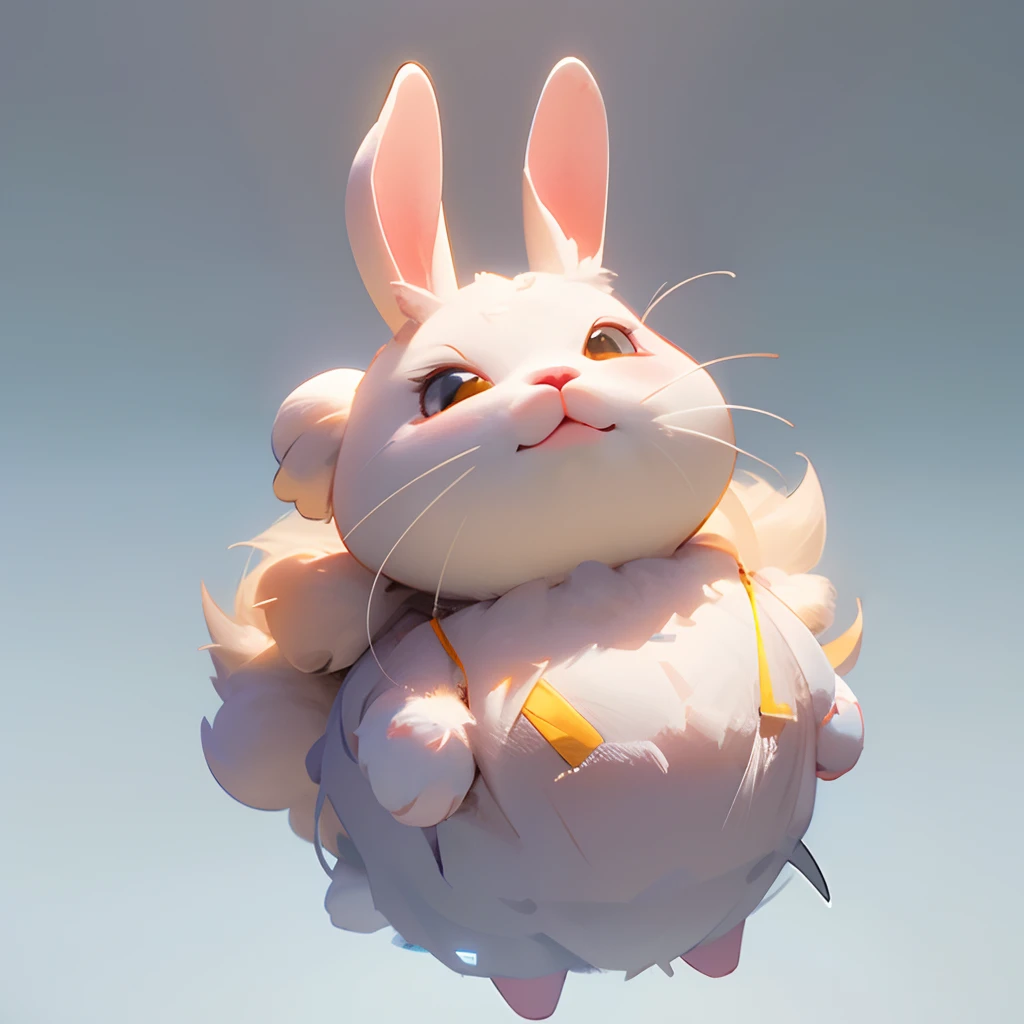 cute rabbit with fluffy fur in one hoodie, the background is modern and inorganic, adorable digital painting, 3d rendered, brigh...