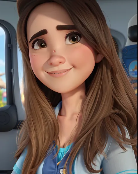 Uma mulher morena no estilo Disney Pixar, alta qualidade, melhor qualidade