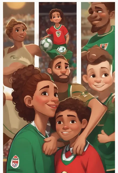 criar dois personagens estilo pixar, um adulto de 36 anos, 1,90 altas, cabelos e olhos castanhos, pele clara, skinny and with a beard on his face and a 12-year-old child, 1,50 altas, olhos verdes, cabelos loiro escuro e pele clara. The two characters are d...