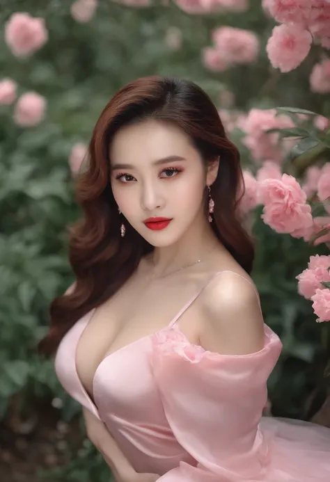 Song Yuqi，Transparent long strap，huge tit，cleavage，Pink ，adolable，Raised sexy，seductiv