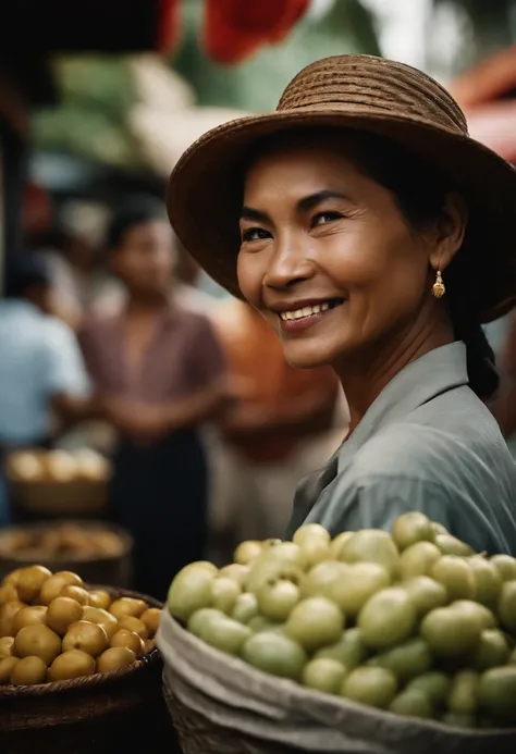 In the breathtaking setting of a Thai market, Gordon Parks professional photography brings to life the cultural richness and exuberance of the streets. The 50mm lens highlights the details, while warm tones infuse the image with vitality. Peoples expressio...