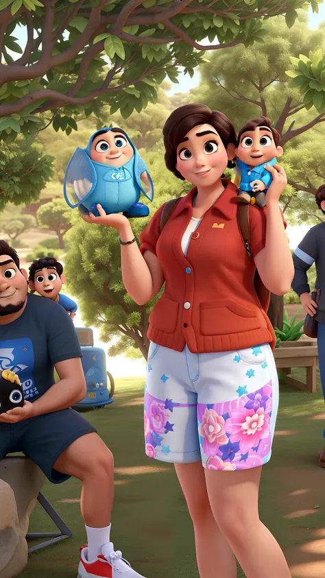 Estilo Pixar, alta qualidade, segurando um