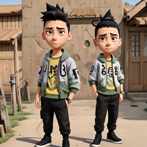 Masterpiece, 1boy, Superb Style, Urban Streetwear chothes, Outdoor, Upper Body, Shikamaru nara, bright eyes, black hair, cool boy,male focus