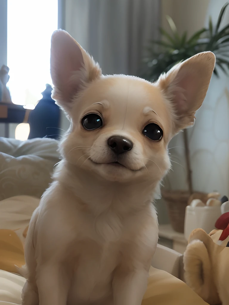 Um cachorro branco estilo Disney pixar,  alta qualidade, melhor qualidade.