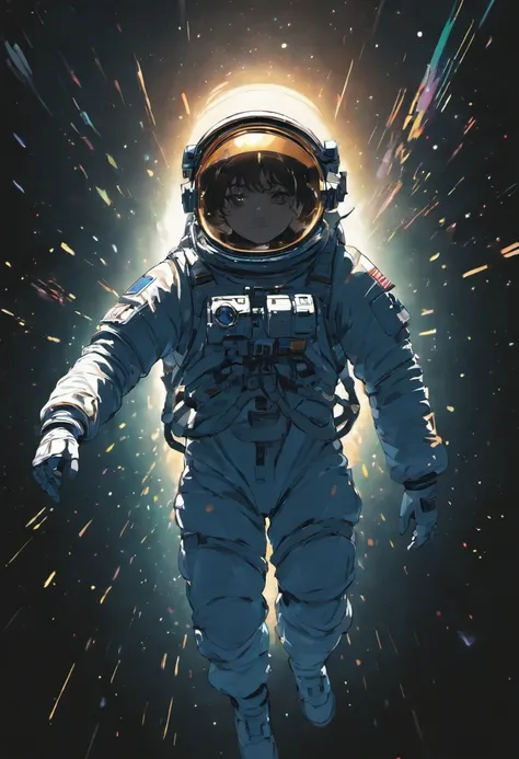 Astronaut wandering in space, Black background