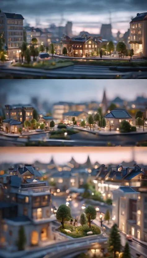 Miniature,Super cute clay world, Isometric view of the city ,cute clay freeze frame animation,City view, 城市，People ，the street，Road,tiltshift, Excellent lighting, volume, landscape, hospitals，dentist，With giant teeth as a background，brush,white backgrounid...