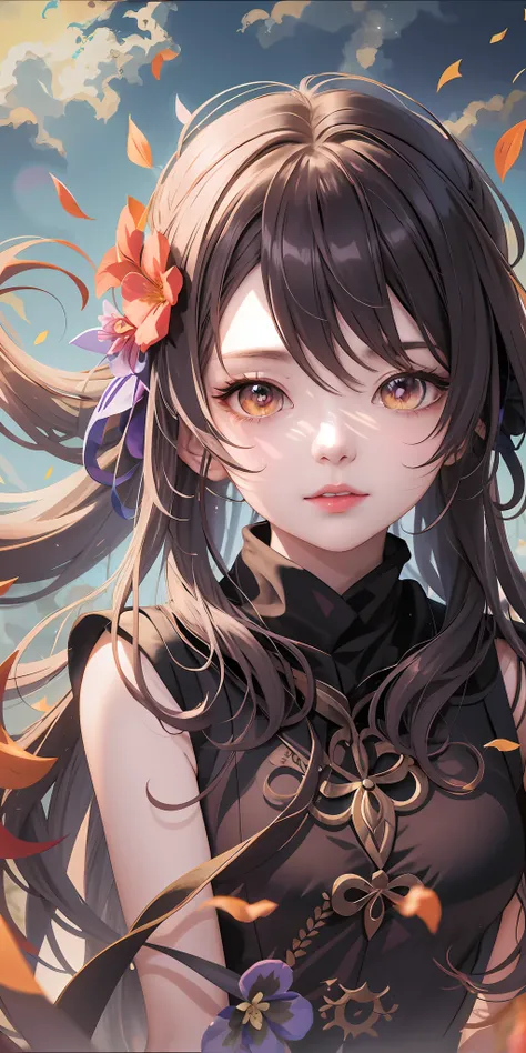 anime girl with long hair and flowers in her hair, anime style 4 k, beautiful anime portrait, detailed digital anime art, detailed portrait of anime girl, stunning anime face portrait, anime art wallpaper 4 k,