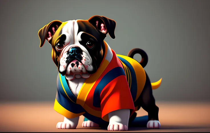 The 3d artwork  8k of cute bulldog American do ,wearing detailed details back kimono with Black Belt  and Brazil flag on the t-shirt full of vitality,
Background of the image Black with thunders
study 3d game art, fisheye 
lens,C4D,blender,octane rendering...