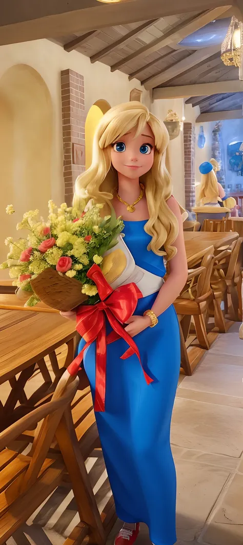 Blonde girl in Disney style, alta qualidade, quealidade exelencete