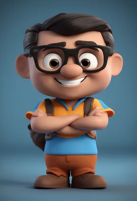 Cartoon character of a man with black glasses and a blue shirt, animation character, Caractere estilizado, animation style rendering, 3D estilizado, Arnold Maya render, 3 d render stylized, toon render keyshot, Personagem 3D, Personagem 3D, 3d rendering st...