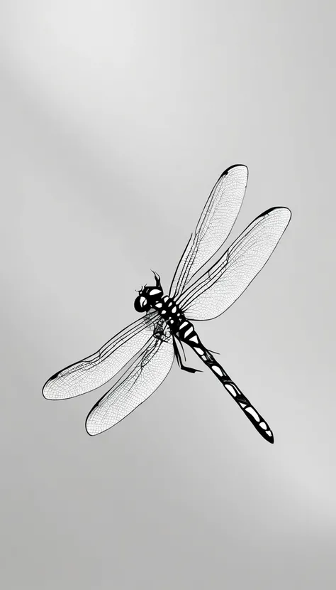 dragonfly,  tattoo, preto e branco, fundo nude，detalhado, 2.7th，Very high sharpness, alta resolução，8k