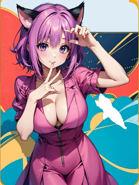(illustratio:1.1)、(top-quality)、(masterpiece:1.1)、(beautiful and clear background:1.25)、(masterpiece、top-quality、ultra-detailliert)、(Photorealsitic)、(beatiful detailed eyes)、very Bigger breasts(Colossal tits:1.5)
Bedroom、(A pink-haired)、Cat ears
1 Girls、...
